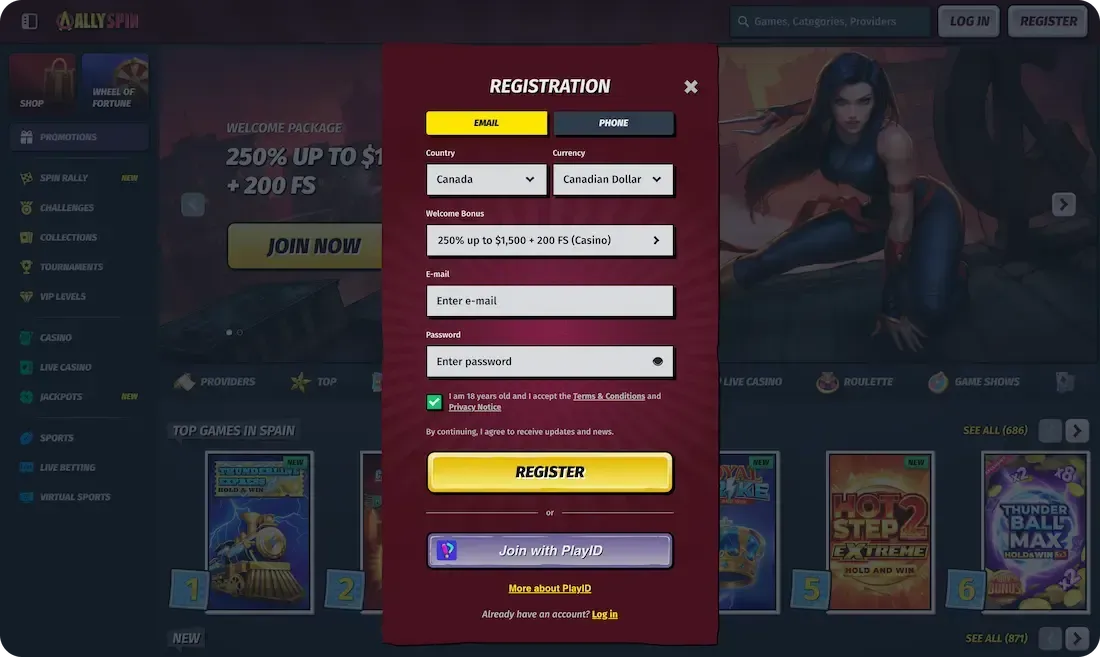 Allyspin login